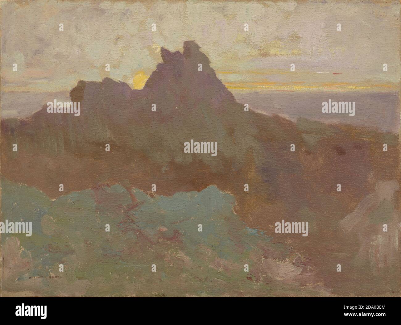 Odilon Redon - Rocky Peak. Peinture célèbre. Peinture haute résolution. C 1875. Banque D'Images