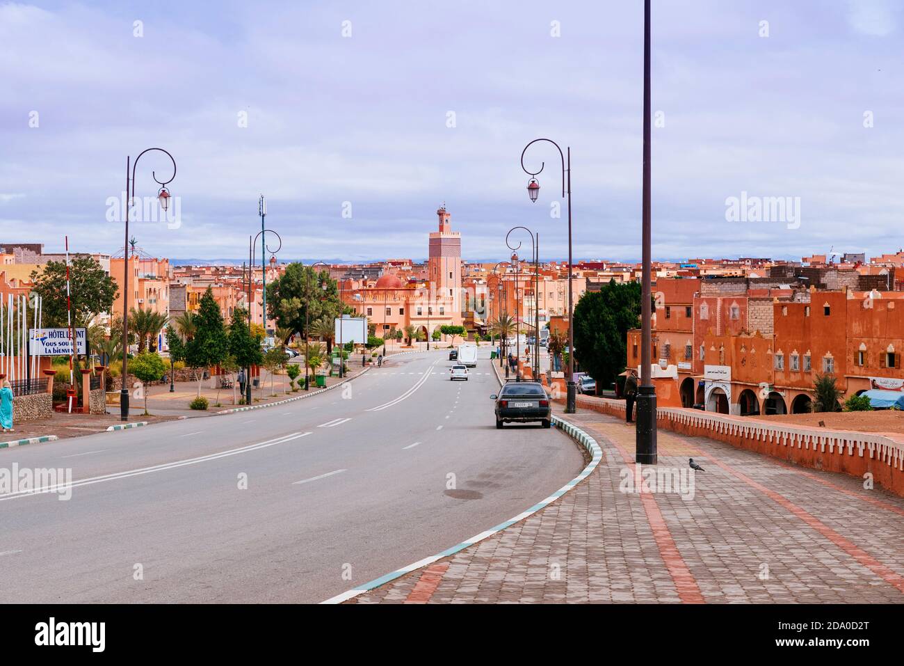 Avenue Mohammed V, Ouarzazate, Drâa-Tafilalet, Maroc, Afrique du Nord Banque D'Images