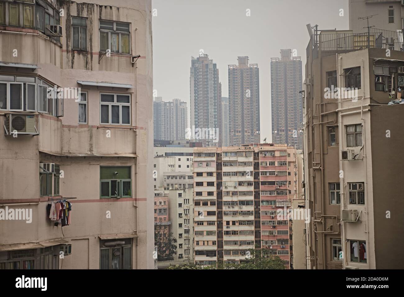 Hong Kong, Chine, avril 2018. Vue aérienne des immeubles à Kowloon. Banque D'Images