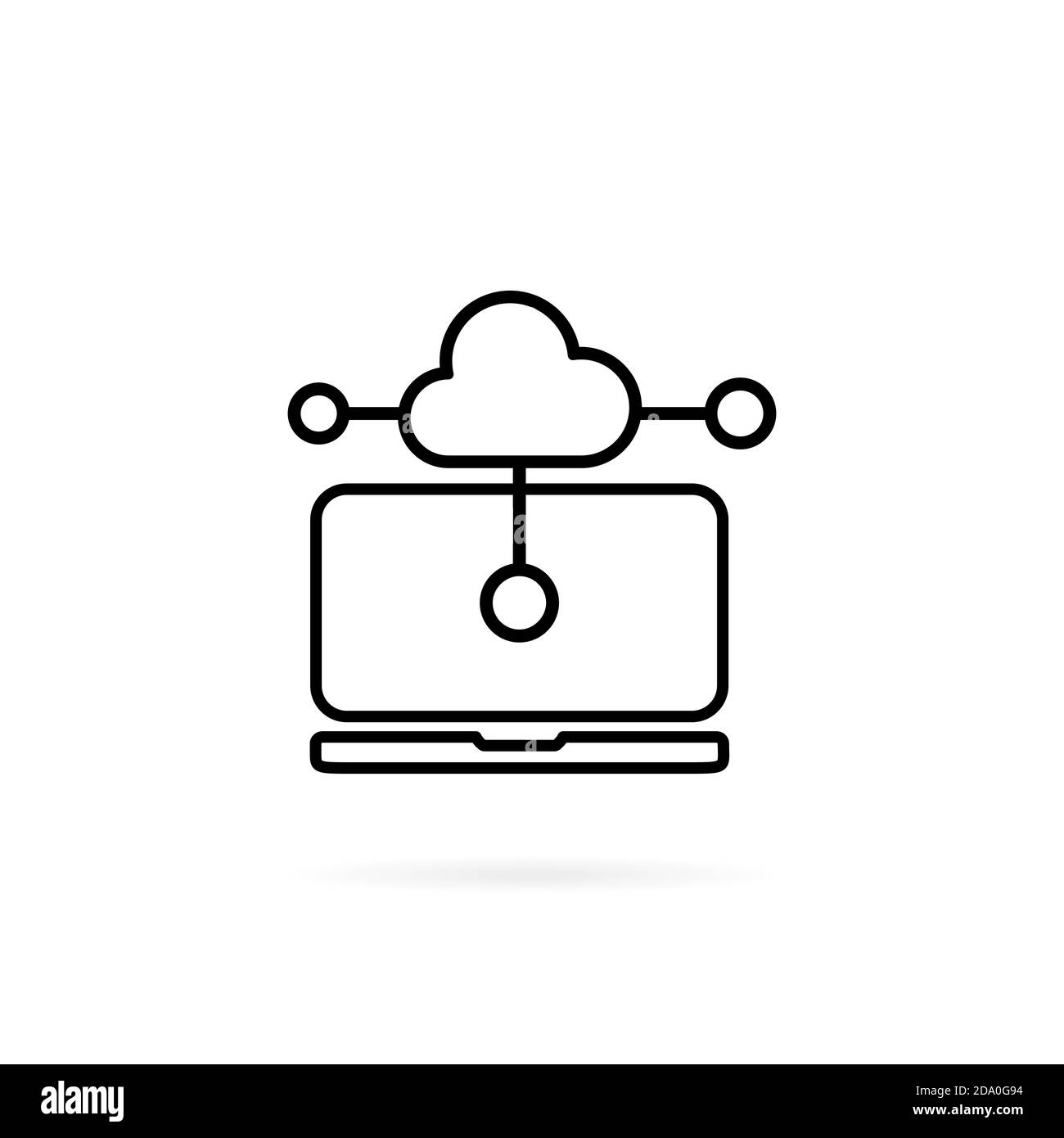Ordinateur portable : téléchargez les données sur le Cloud. Vecteur sur fond blanc isolé. SPE 10 Illustration de Vecteur