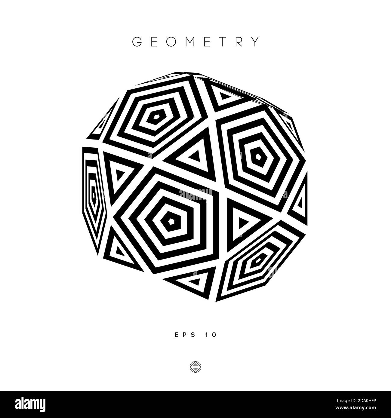 Logo du Pentagone avec triangle op. Art. Figure à rayures lignes du pentagone EPS 10. Illustration de Vecteur