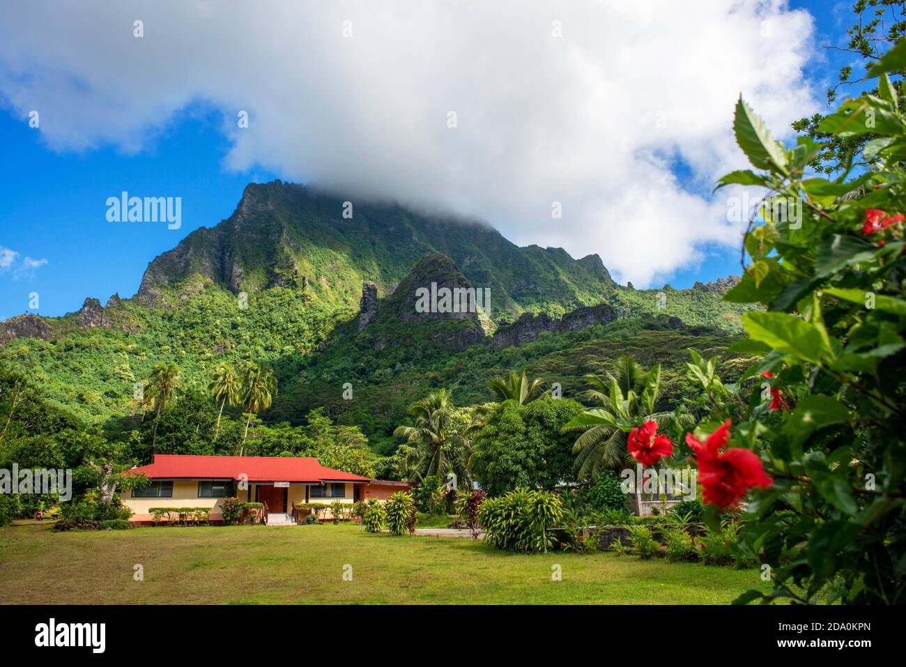 Église évangélique de la Pentecôte à Moorea, Polynésie française, Îles de la Société, Pacifique Sud. Banque D'Images