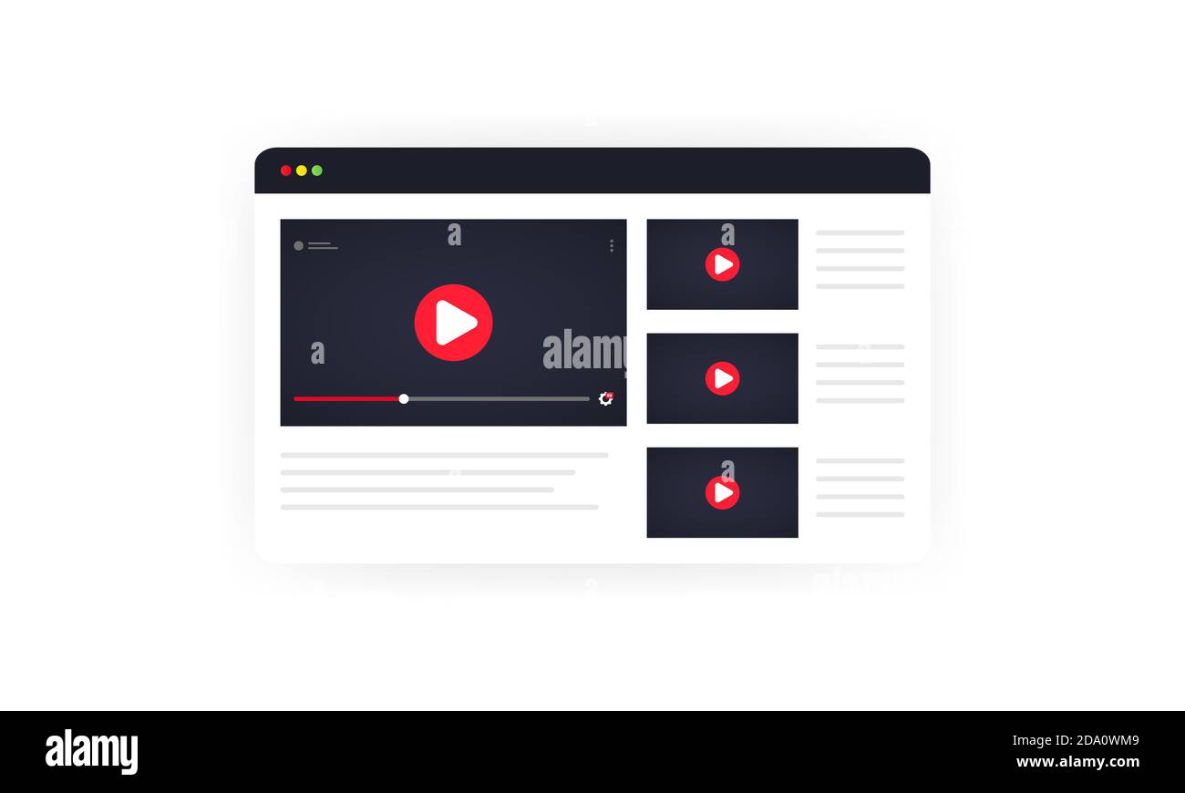 Illustration de la chaîne vidéo. Regarder des vlog, des webinaires, des cours, des didacticiels vidéo, des cours ou des formations en ligne. Vecteur sur fond blanc isolé. SPE 10 Illustration de Vecteur