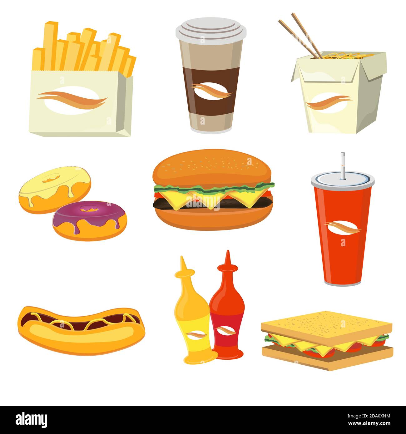 Illustration vectorielle des menus rapides et des boissons. Illustration de Vecteur