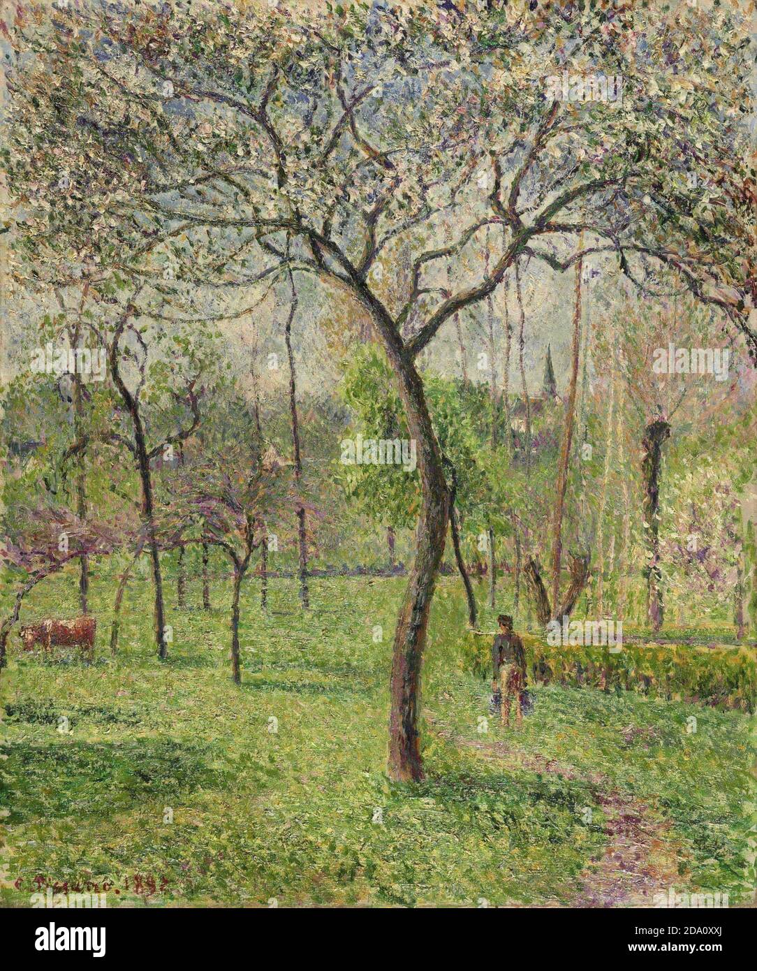 Camille Pissarro, Français, 1830-1903 -- Paysage (Orchard). Banque D'Images