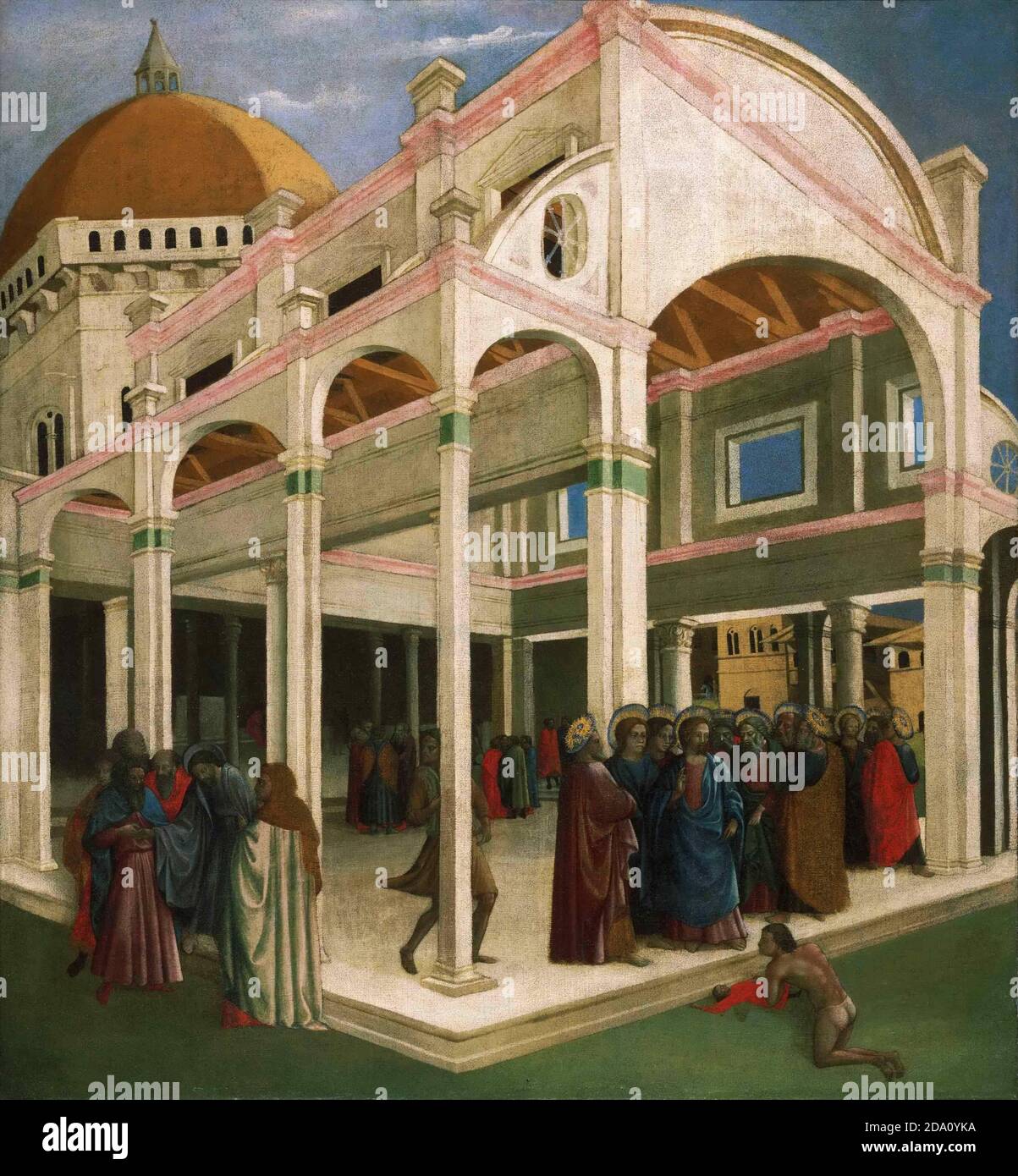 Francesco di Antonio (Francesco di Antonio di Bartolomeo), Italien -- Christ curatif un lunatique et Judas recevant trente pièces d'argent Banque D'Images