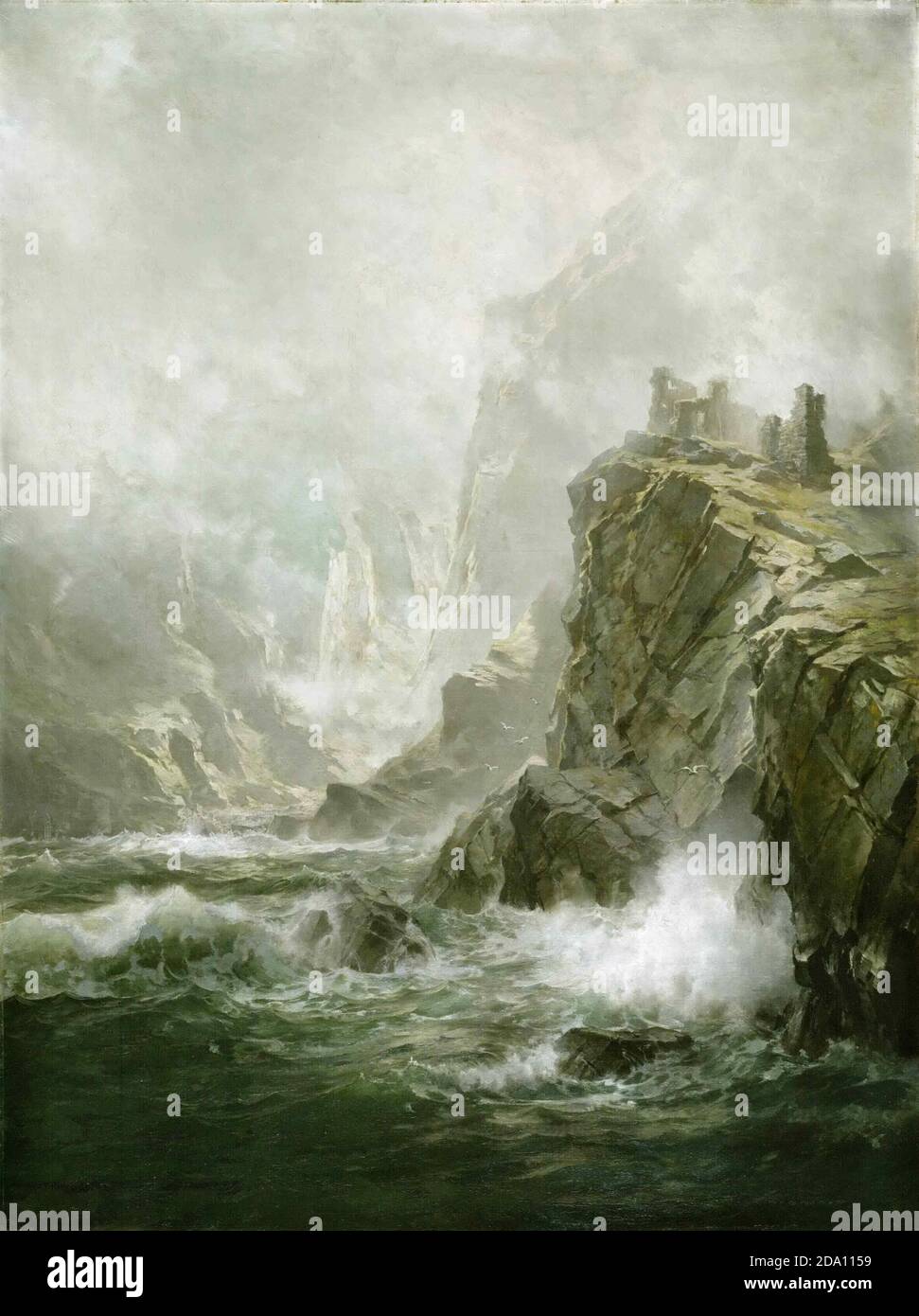 Le Crag du Loup de la mariée de Lammermoor. Karya William Trost Richards. 1892. Célèbre peinture à l'huile sur toile, peinture haute résolution. Banque D'Images