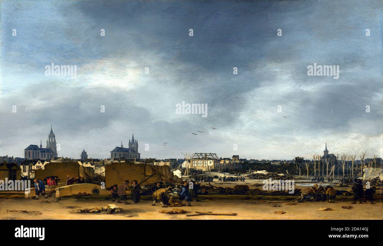 POEL, Egbert van der - vue de Delft après l'explosion de 1654. Banque D'Images