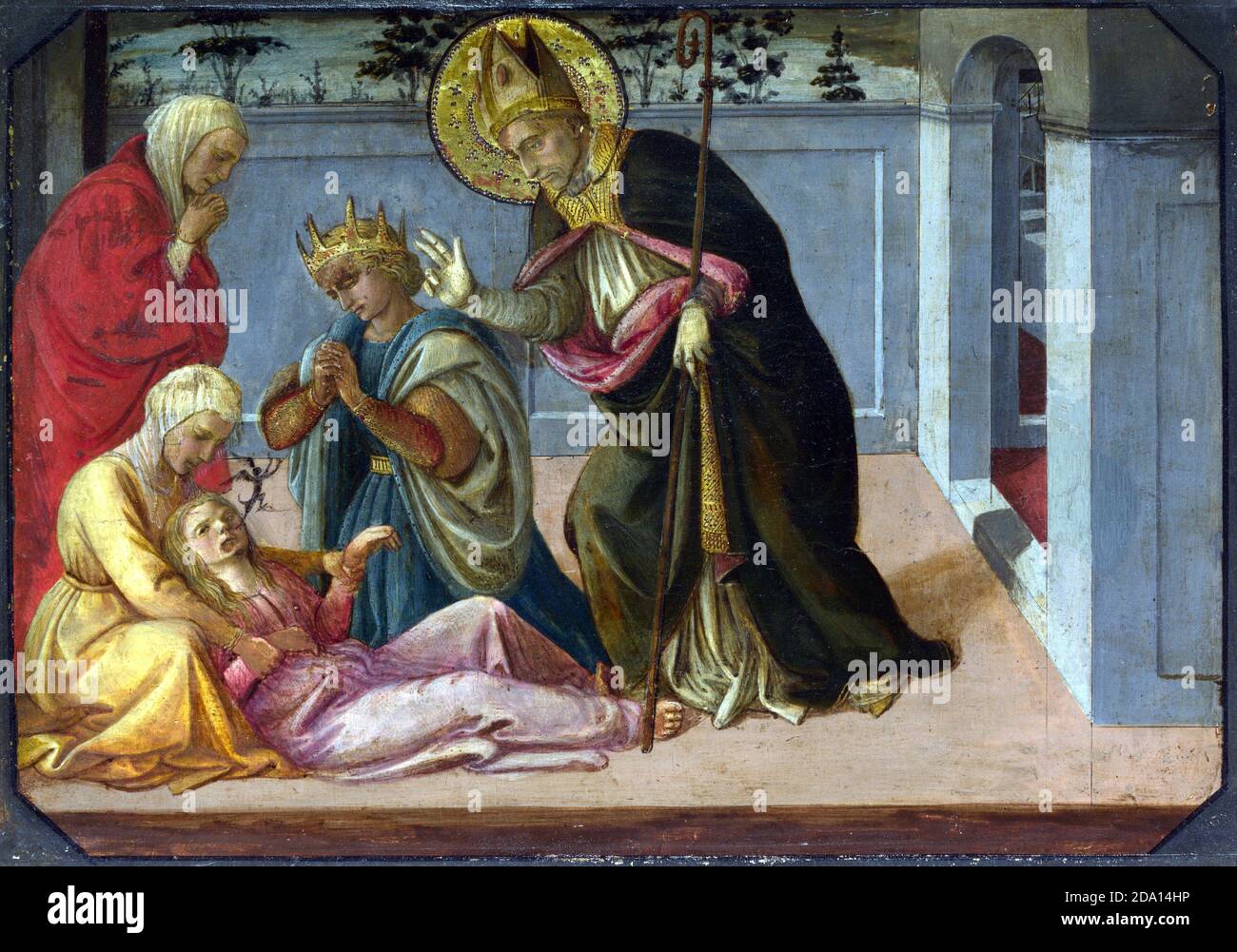 LIPPI, FRA Filippo - Saint Zeno exorciser la fille de Gallienus. Peinture à l'huile européenne ancienne, style classique Banque D'Images