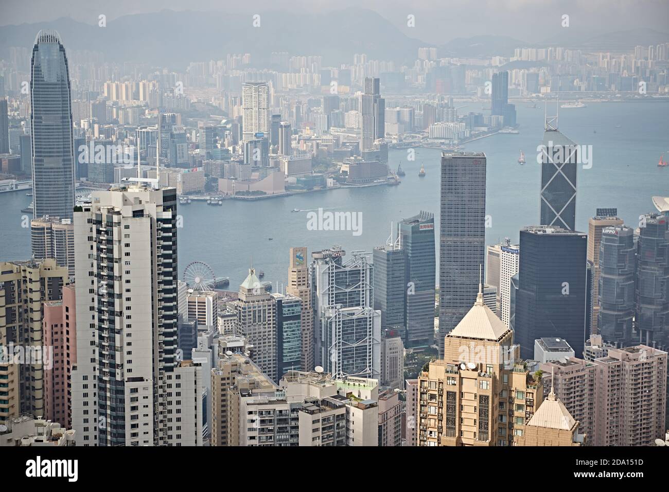 Hong Kong, Chine, avril 2018. Vue de Hong Kong depuis le point de vue de Victoria Peak. Banque D'Images