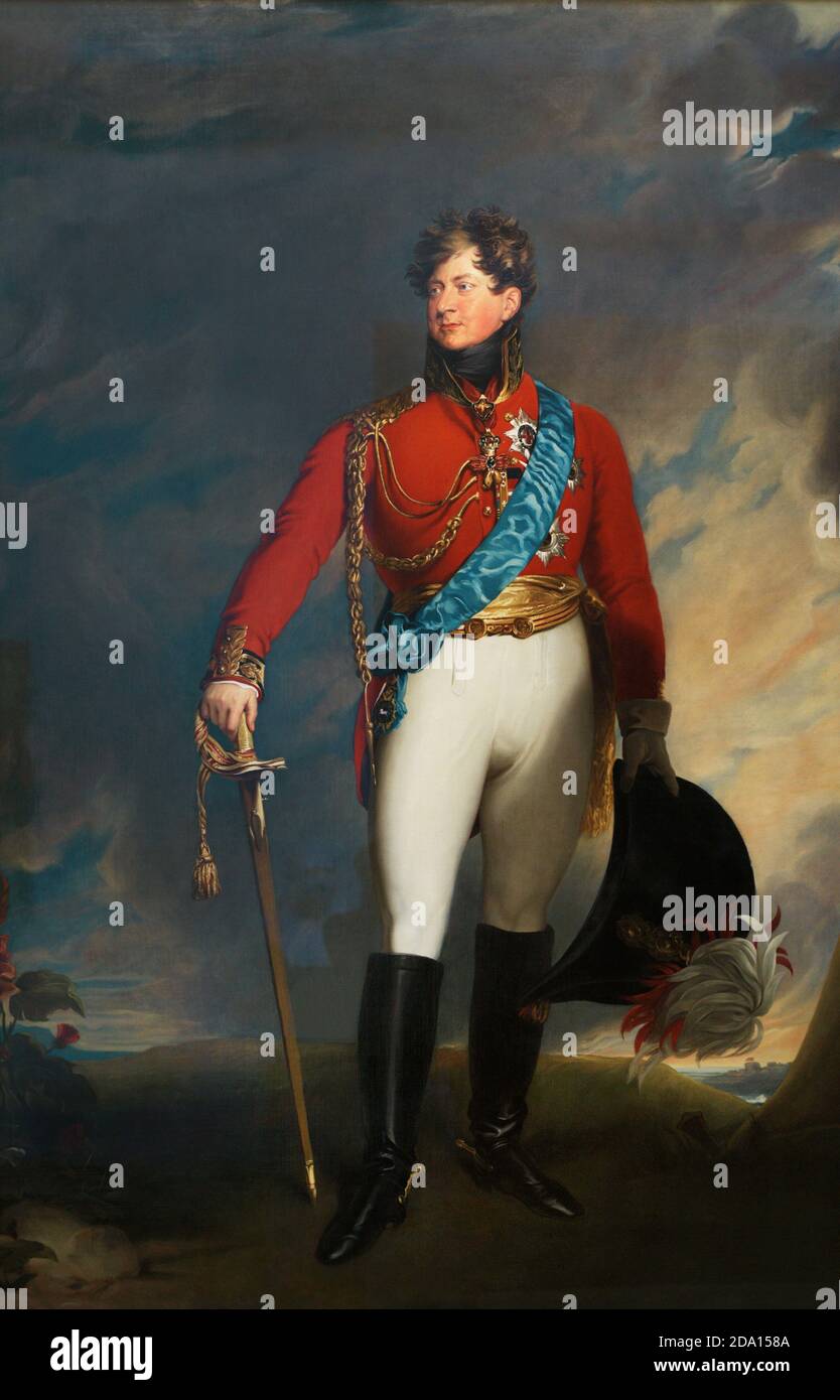 Roi George IV (1762-1830) quand Prince de Galles. Il a régné de 1820 à 1830. Portrait d'un artiste inconnu d'après Sir Thomas Lawrence, 1769-1830. Huile sur toile (241,3 x 154,9 cm), c. 1815. Musée national du portrait. Londres, Angleterre, Royaume-Uni. Banque D'Images
