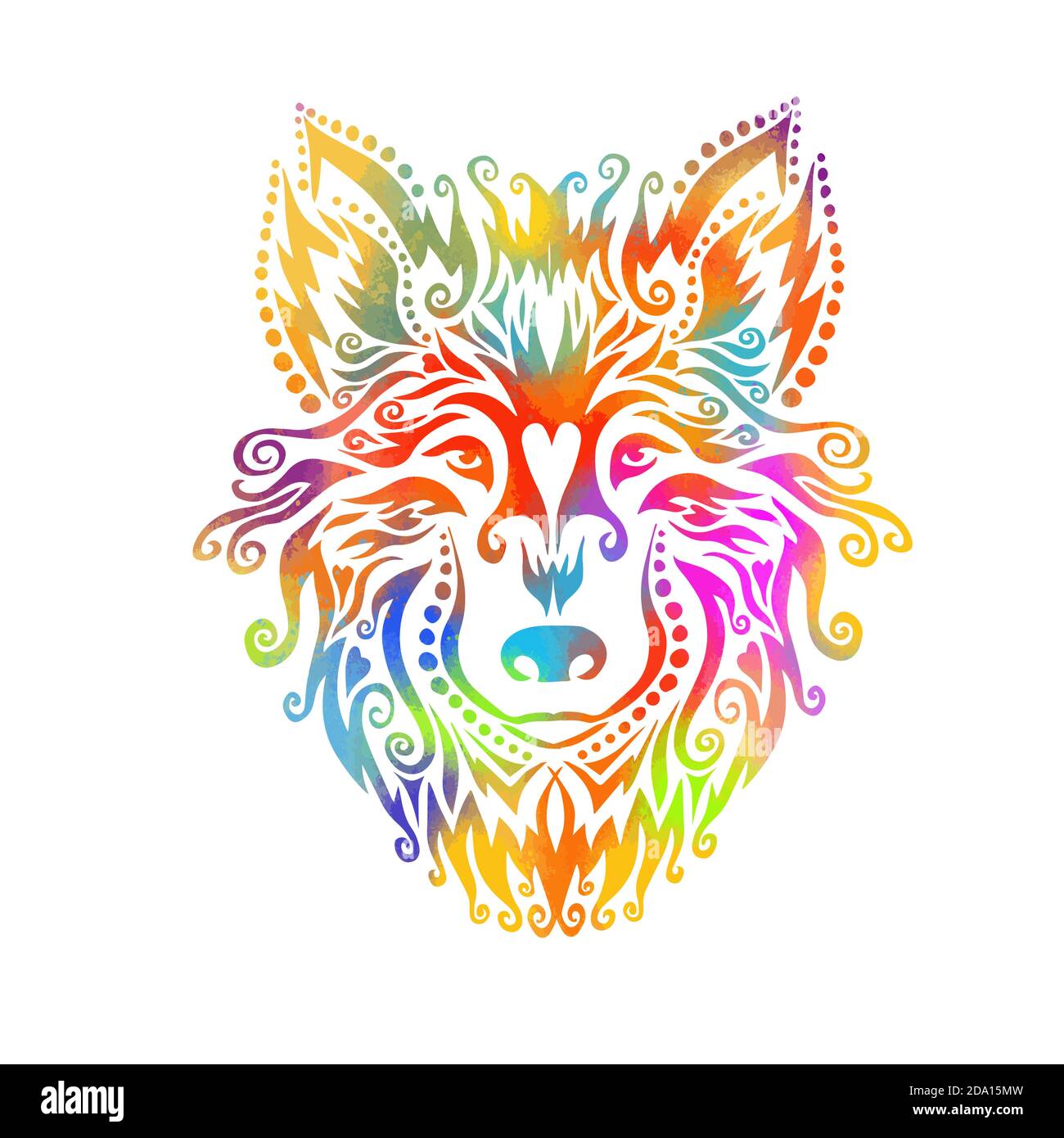 Logo Wolf face emblème modèle symbole mascotte pour les affaires ou la conception de chemise. Imprimé t-shirt. Panneau chien. Support mixte.Elément Vector Vintage Design. Illustration de Vecteur