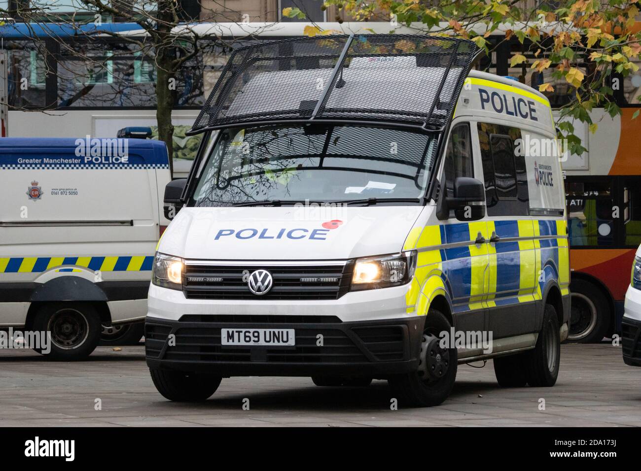 Police VW Riot van, Manchester, 08-11-2020, pendant les marches de protestation anti-verrouillage lockdown2, covid, covid19, coronavirus Banque D'Images
