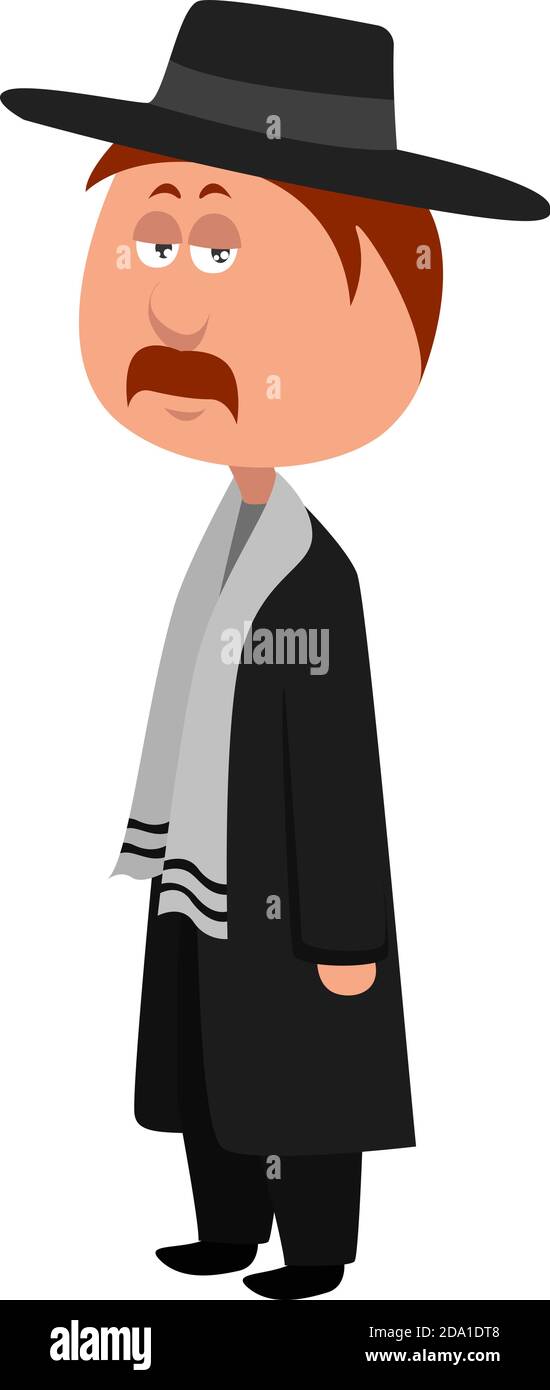 Vieil homme avec un chapeau noir, illustration, vecteur sur fond blanc Illustration de Vecteur