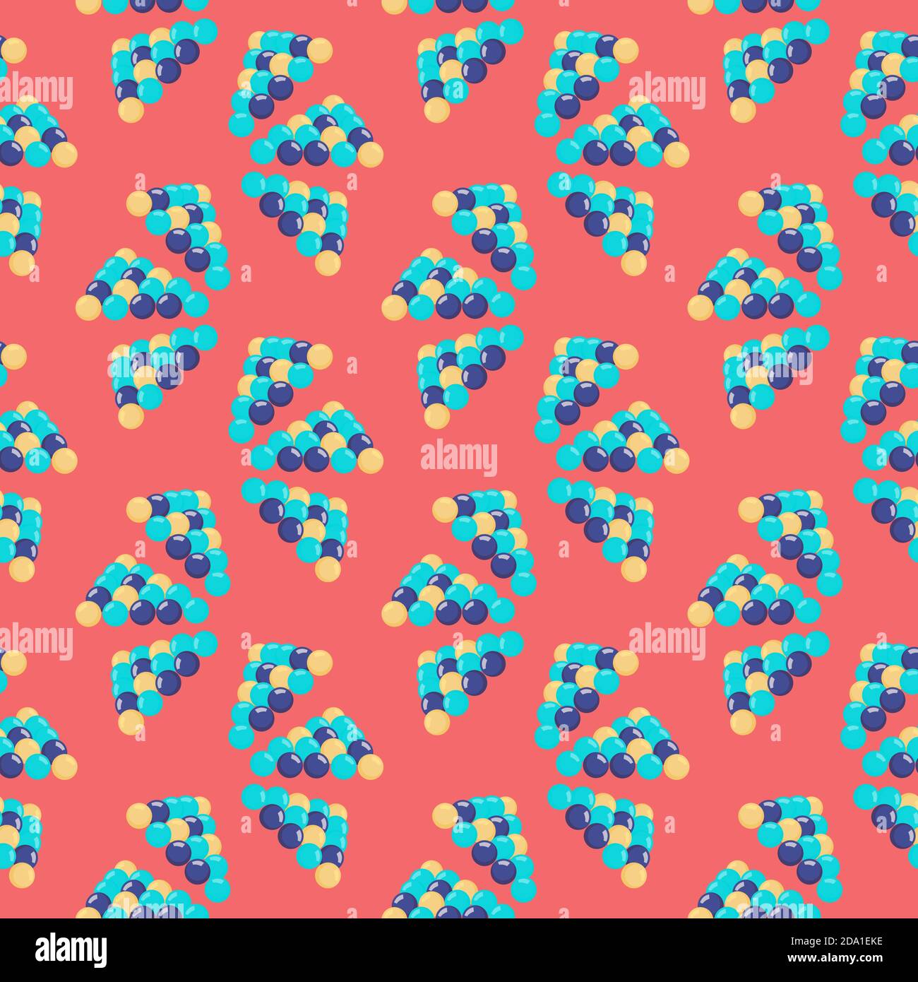 Boules de billard, motif sans couture sur fond rouge. Illustration de Vecteur