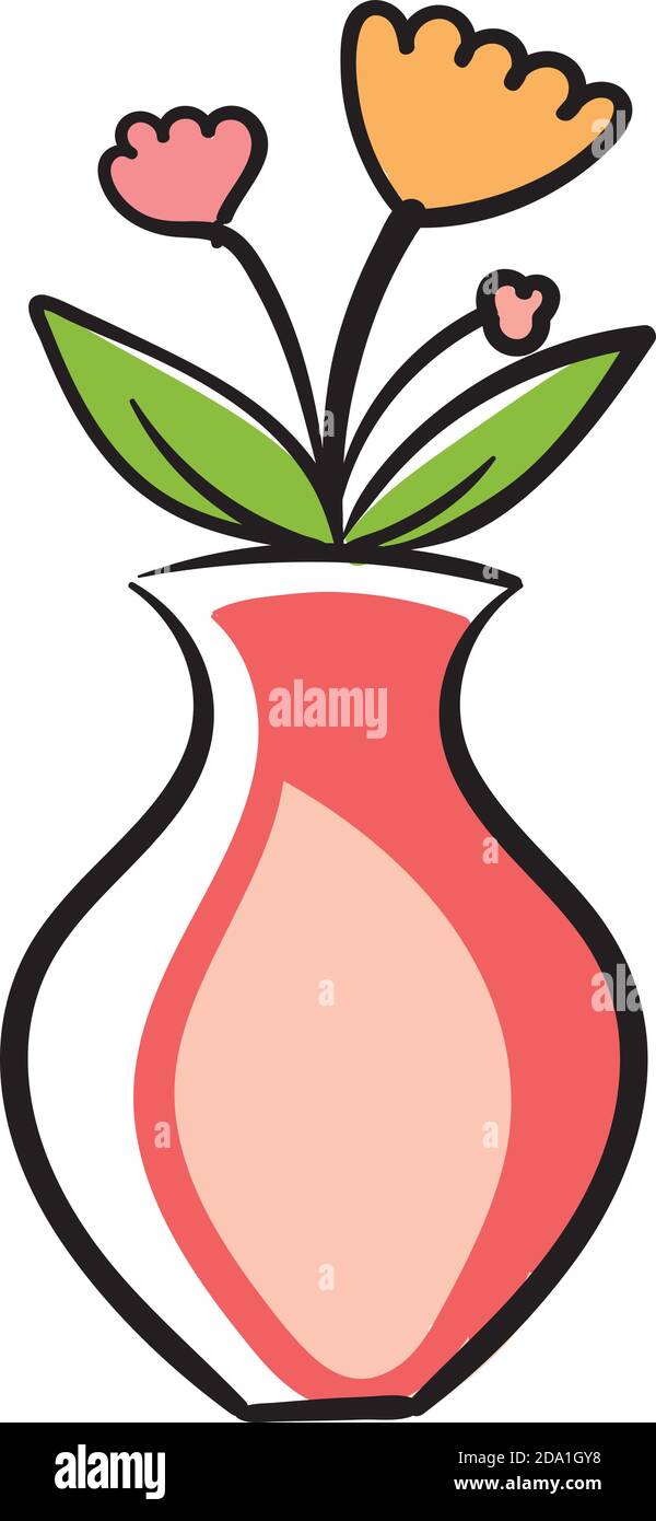 Fleurs en pot, illustration, vecteur sur fond blanc Illustration de Vecteur