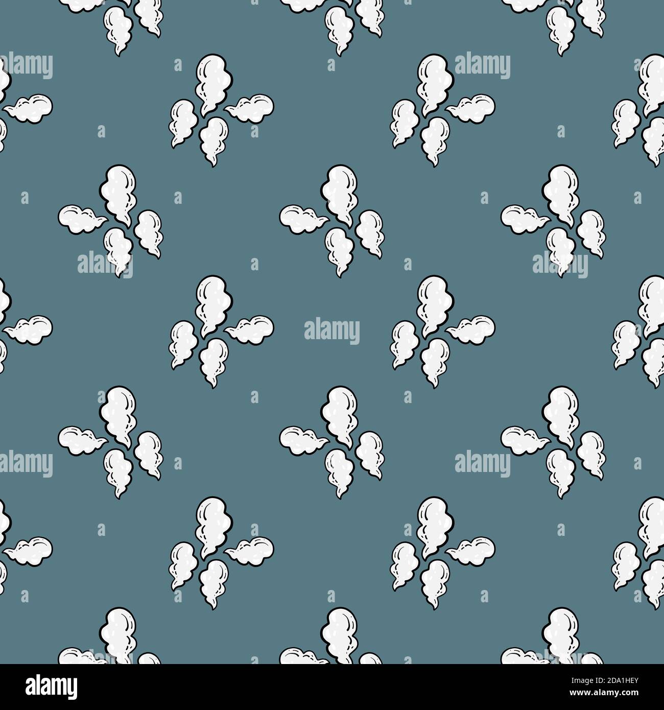 Fumée blanche, motif sans couture sur un fond bleu sale. Illustration de Vecteur Fumée blanche, motif sans couture sur un fond bleu sale. Illustration de Vecteur