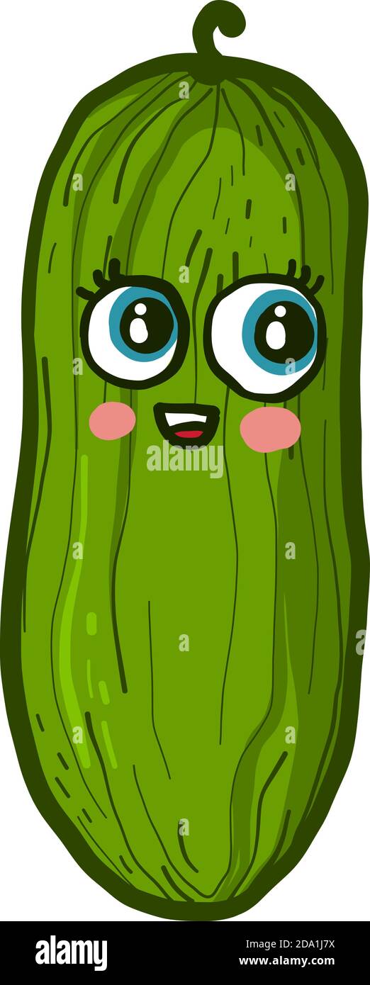 Mignon concombre, illustration, vecteur sur fond blanc Illustration de Vecteur