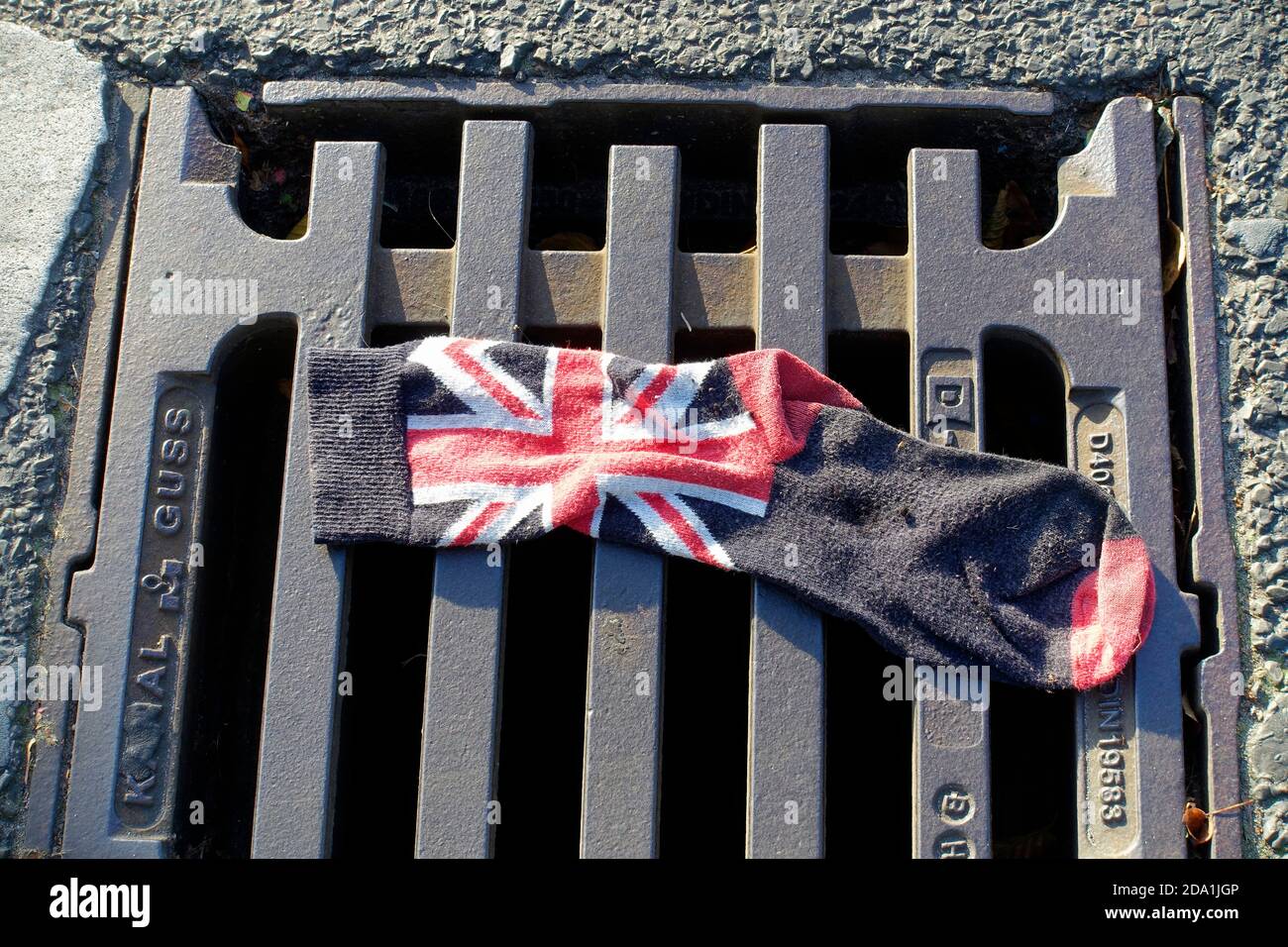 Symbole du Brexit, la vieille chaussette anglaise Banque D'Images