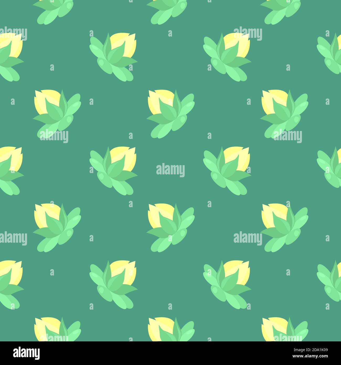 Fleur verte , motif sans couture sur fond vert. Illustration de Vecteur