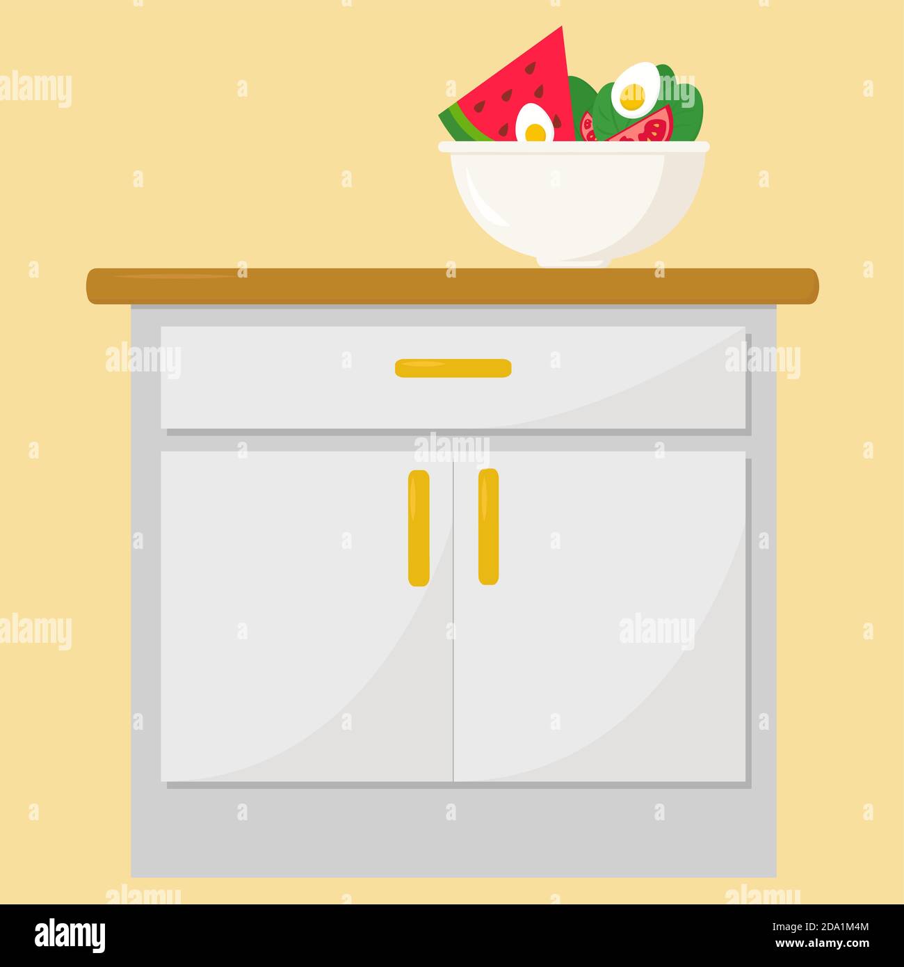 Table de travail de cuisine blanche, illustration, vecteur sur fond blanc Illustration de Vecteur