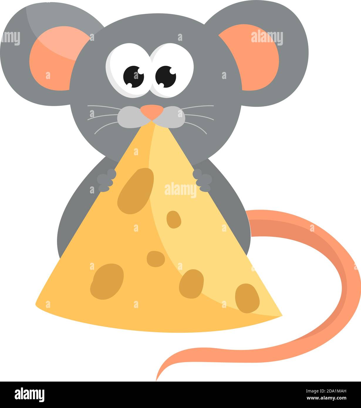 Petite souris mangeant du fromage, illustration, vecteur sur fond blanc Illustration de Vecteur