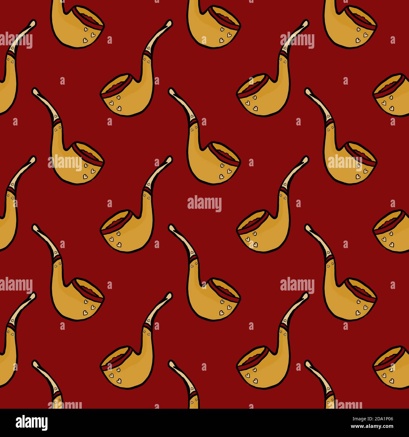 Pipe marron de fumée, modèle sans couture sur un fond rouge. Illustration de Vecteur