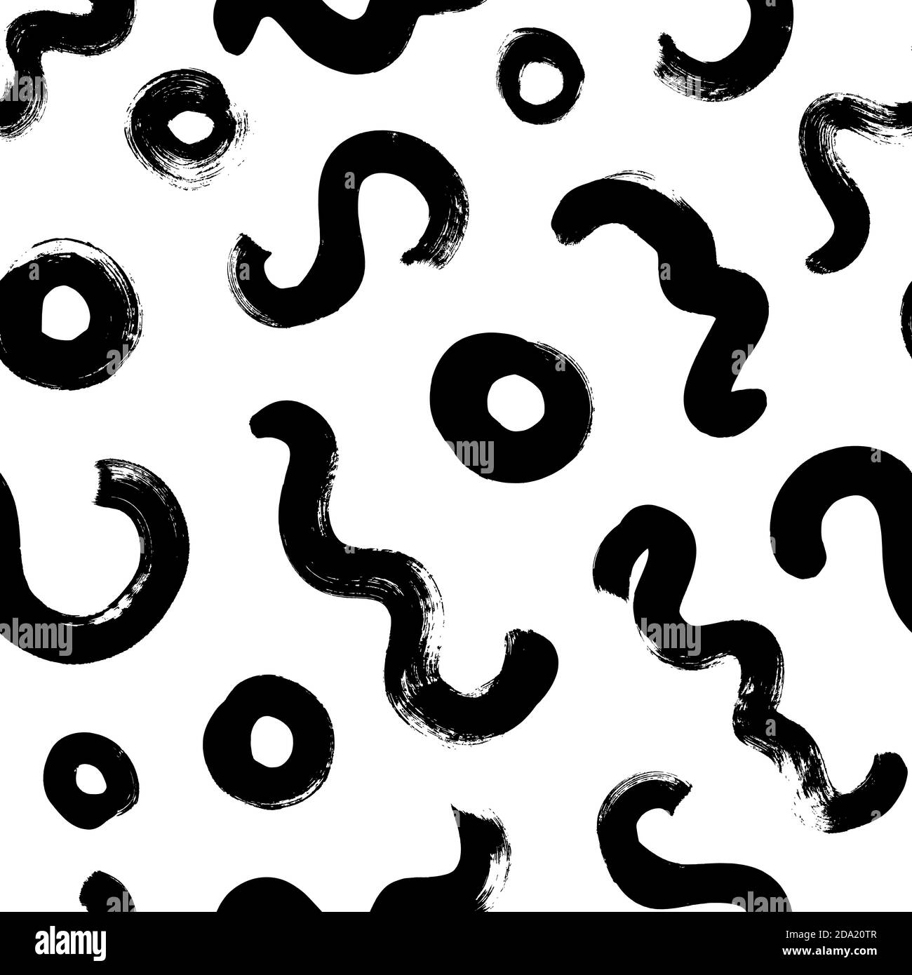 Pinceau noir contours vectorisés motif sans couture. Illustration de Vecteur