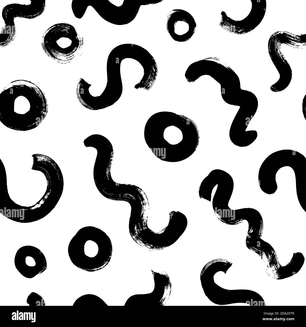 Pinceau noir contours vectorisés motif sans couture. Illustration de Vecteur