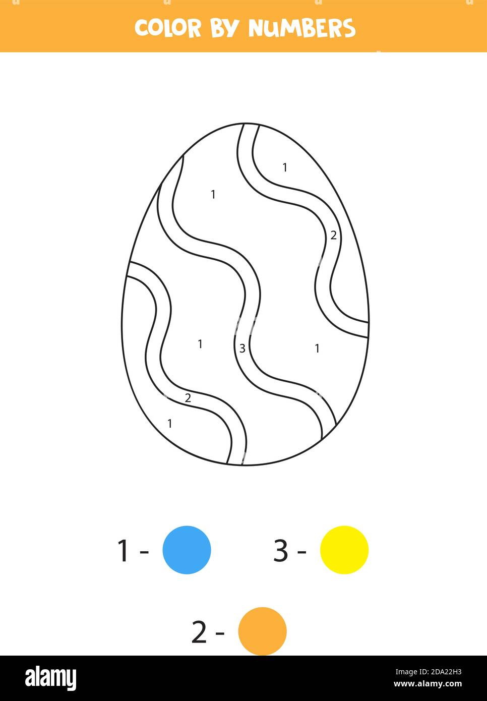 Couleur par nombres avec dessin animé oeuf de Pâques. Illustration de Vecteur