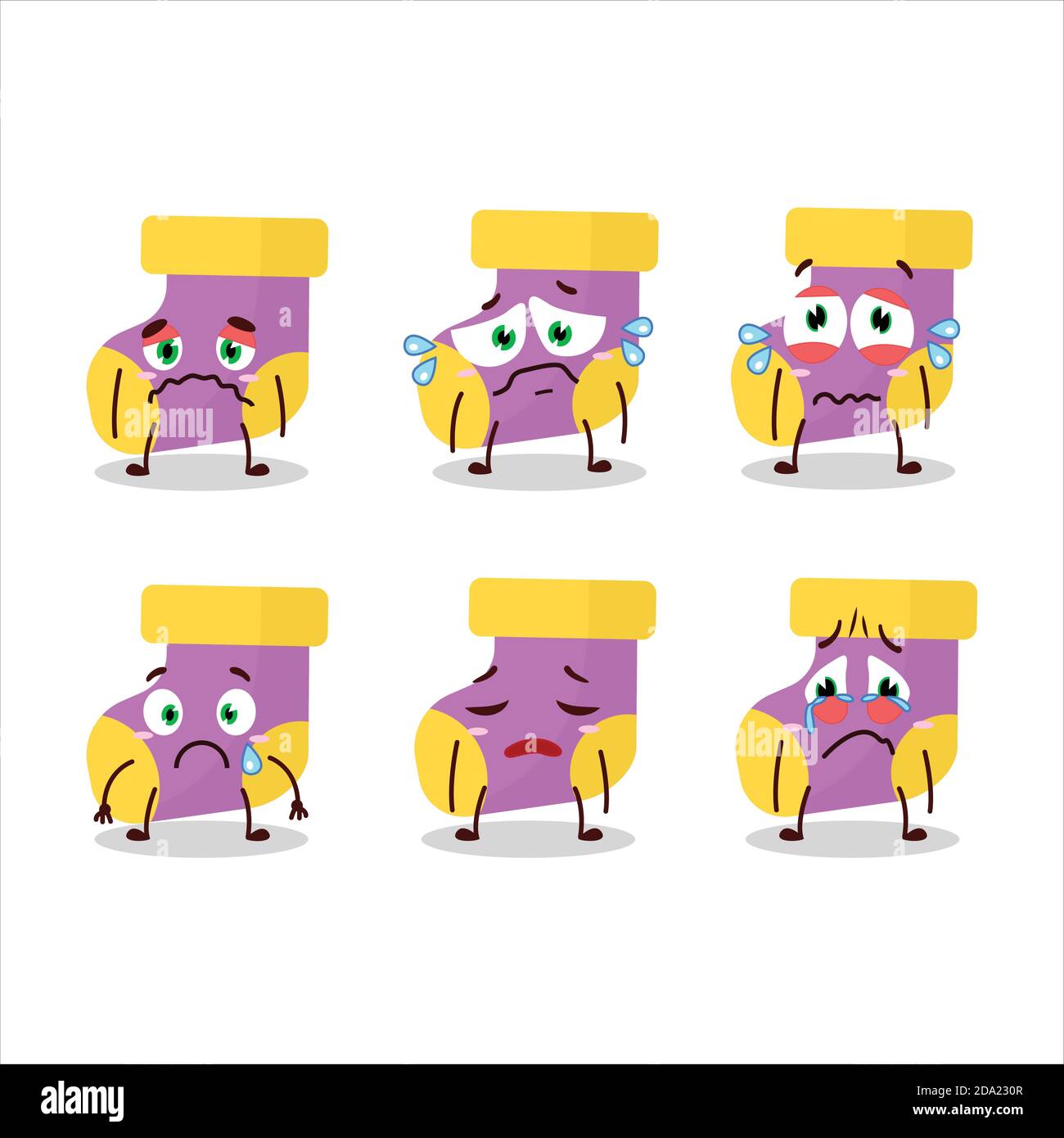 Bébé chaussettes violet personnage de dessin animé avec expression triste  Image Vectorielle Stock - Alamy
