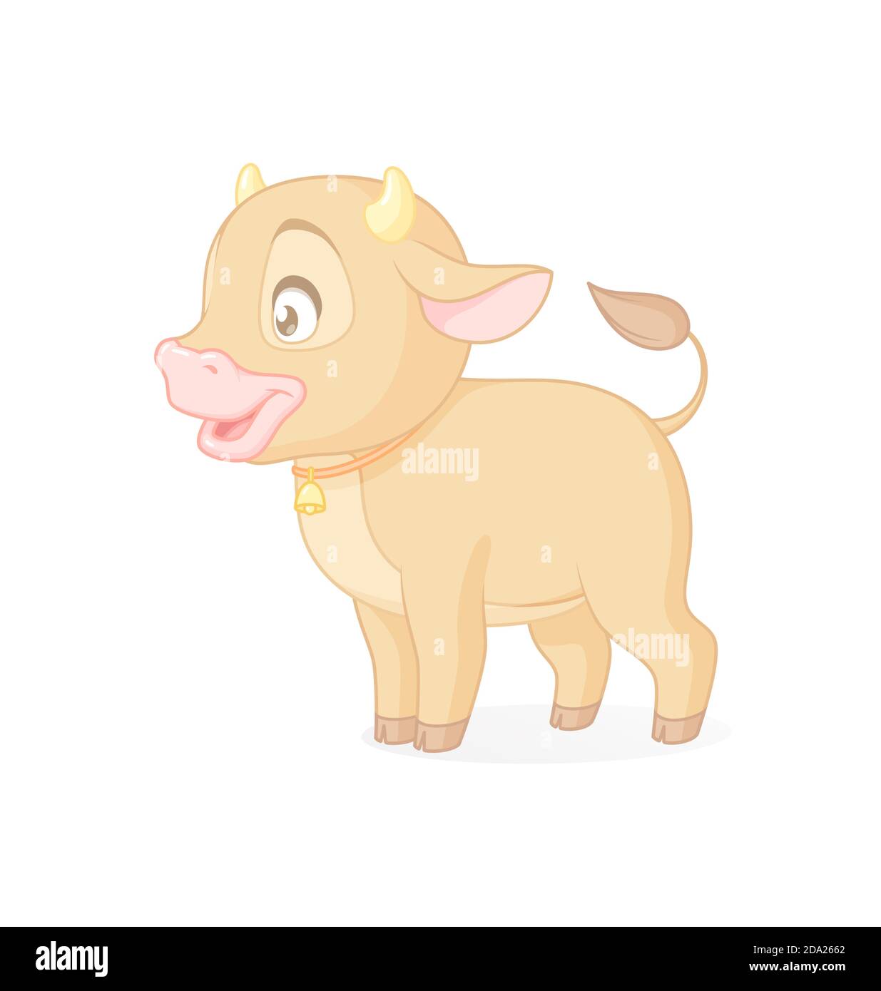 Mignon bébé taureau debout. Illustration vectorielle sur fond blanc. Illustration de Vecteur