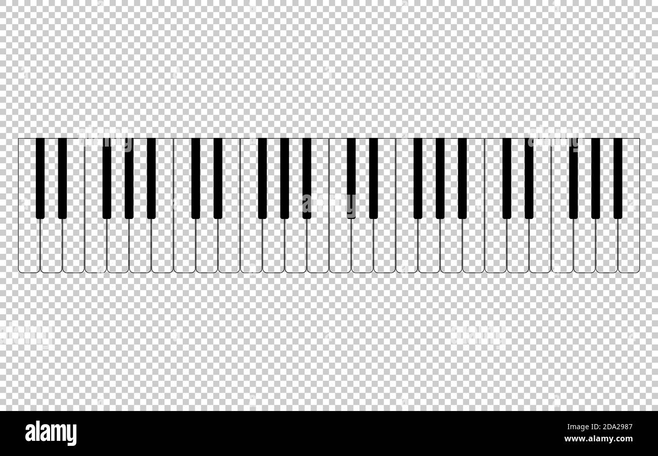 touches de piano transparentes sur fond transparent. Illustration vectorielle isolée Image