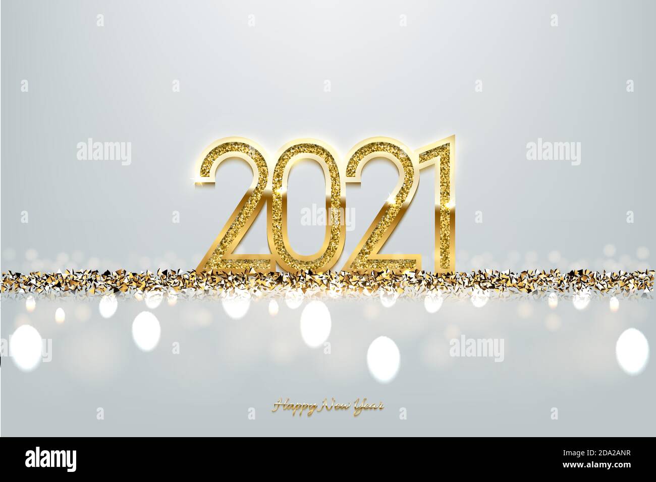 Modèle de scénario de bannière bonne année. Vacances d'hiver, Félicitations. de noël Carte postale de fête, concept de carte de vœux luxueuse. 2021 chiffres avec Illustration de Vecteur