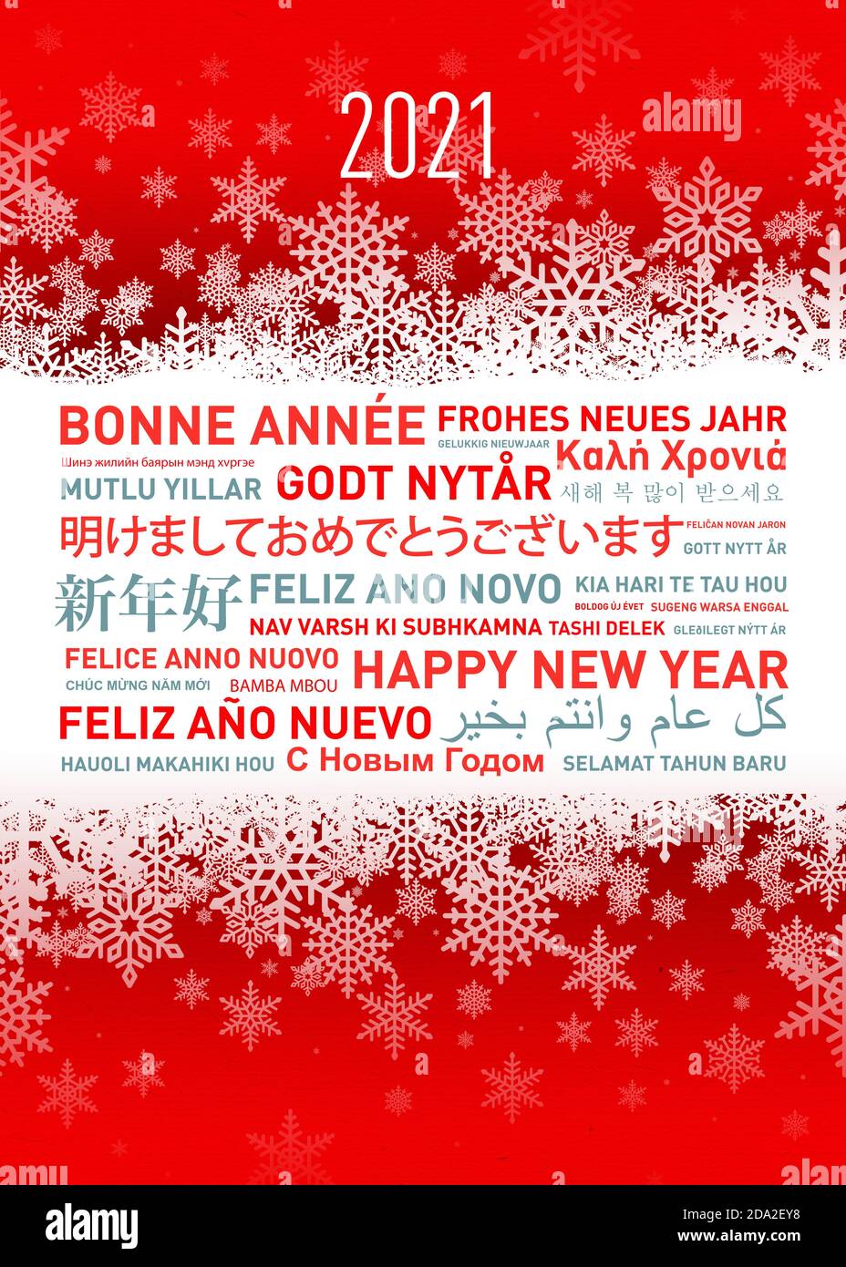 Bonne année carte dans différentes langues Banque D'Images