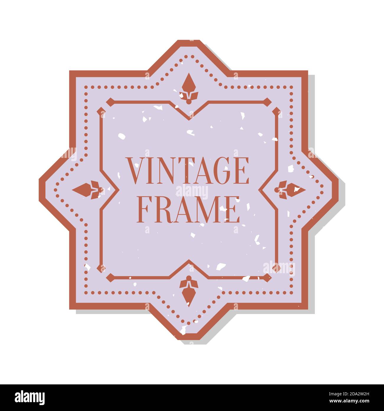 Gros plan plat de couleur vintage avec élément décoratif de grunge. Emballage autocollant cadre texte modèle de forme rétro bordure bannière, design de menu monogramme vintage isolé sur illustration vectorielle blanche Illustration de Vecteur