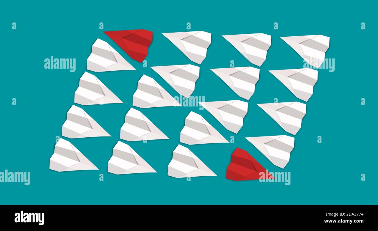 concept de leadership et de compétition : avions en papier Banque D'Images