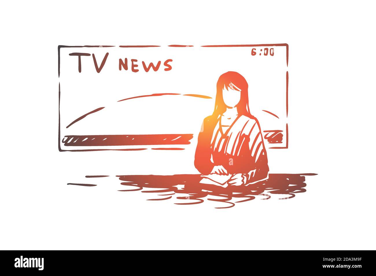 Femme journaliste, profession de journaliste, conférencier professionnel, émission de télévision, médias de masse Illustration de Vecteur