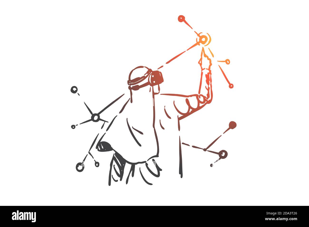 Esquisse de concept de réalité augmentée virtuelle. Vecteur isolé tracé à la main Illustration de Vecteur