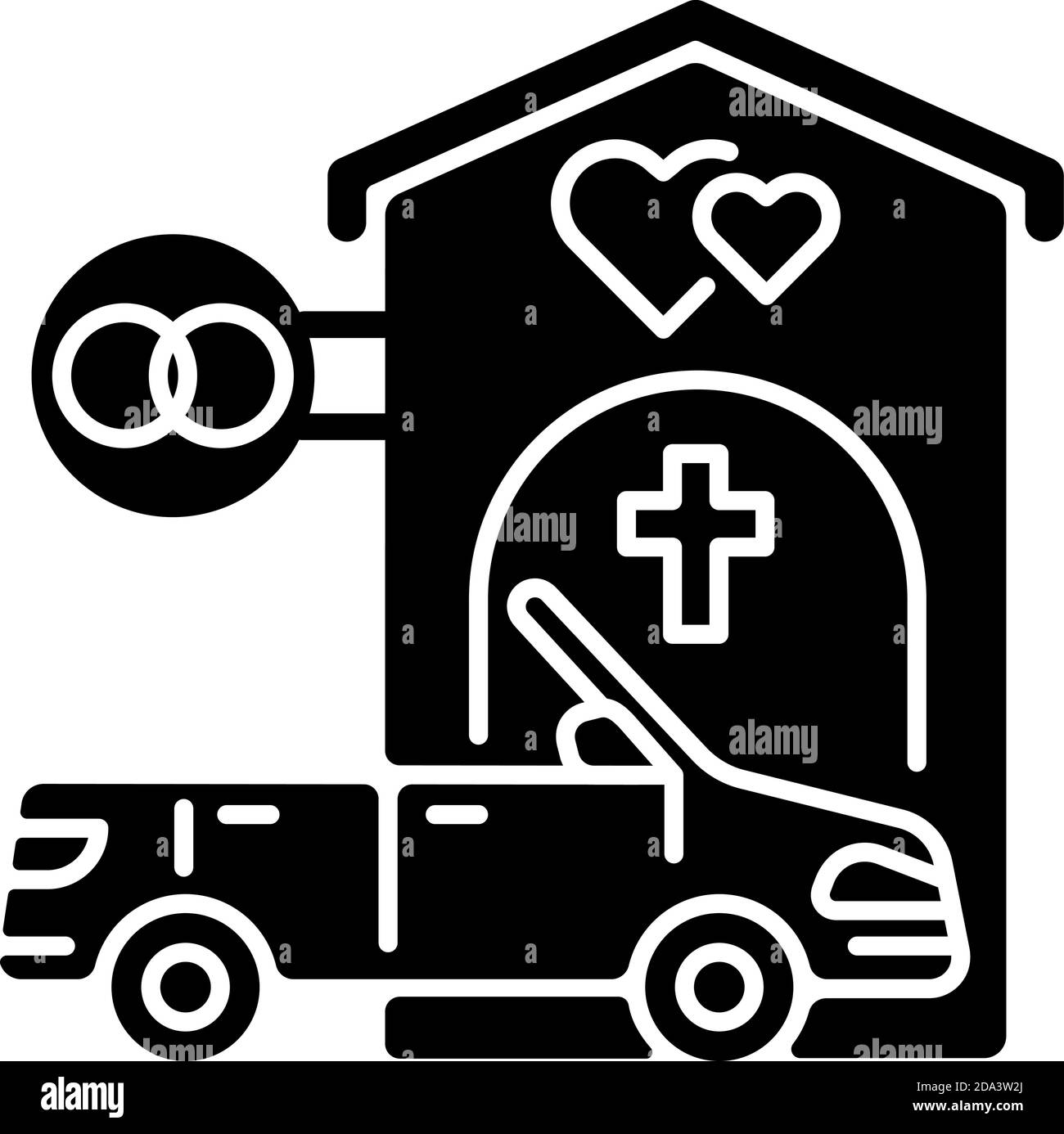 Traversez la chapelle du mariage, icône en glyphe noir Illustration de Vecteur