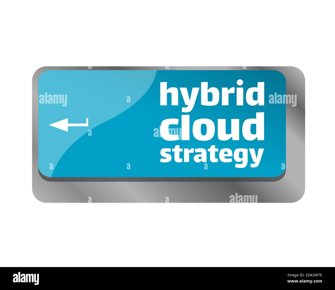 Stratégie de Cloud hybride . Gros plan sur le clavier, entrez la touche ordinateur. Banque D'Images