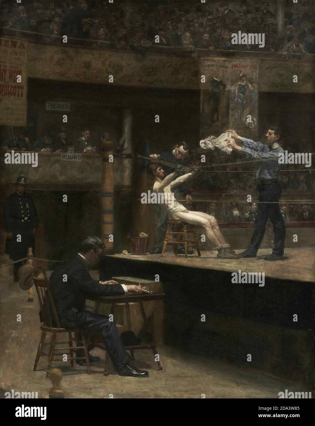 Boxe, peinture à l'huile, Thomas Eakins, américain, 1844-1916 – entre les parties Banque D'Images