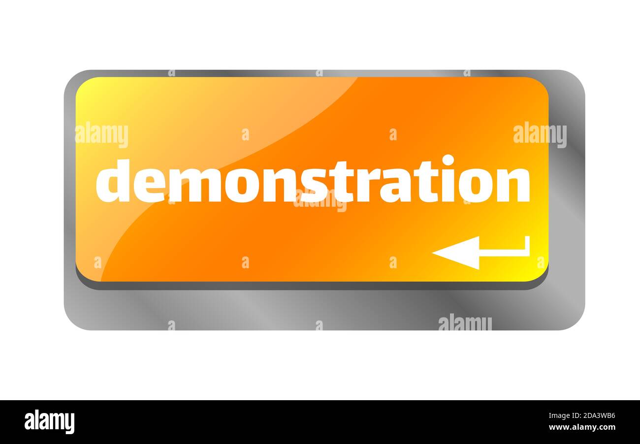 Démonstration . Gros plan sur le clavier, entrez la touche ordinateur. Banque D'Images