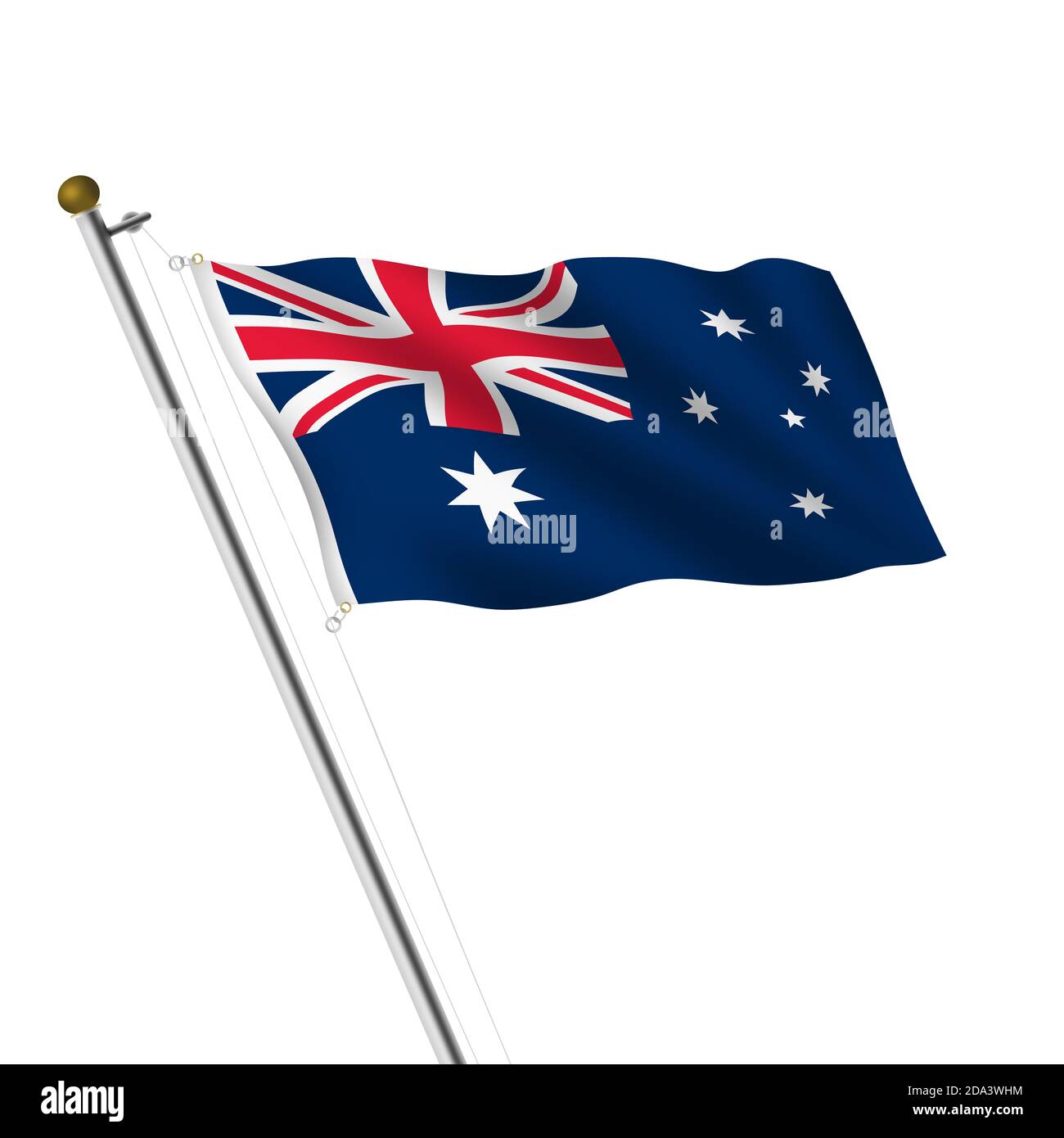 Australie Flagpole 3d illustration sur blanc avec masque Banque D'Images