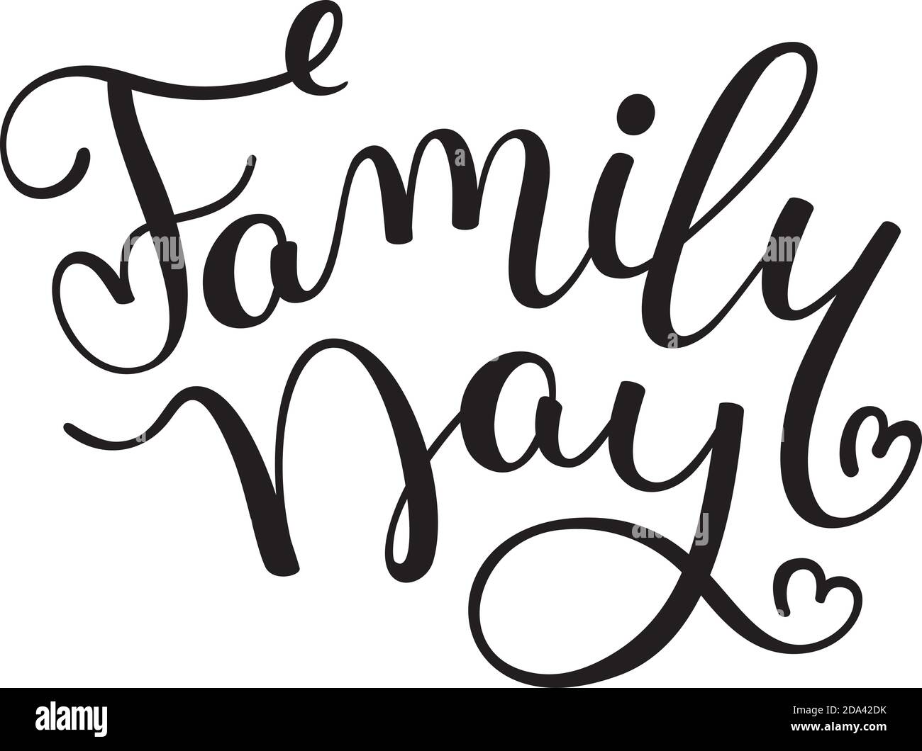 Lettrage à la main pour la fête de la famille. Modèle pour carte, affiche, impression. Illustration de Vecteur