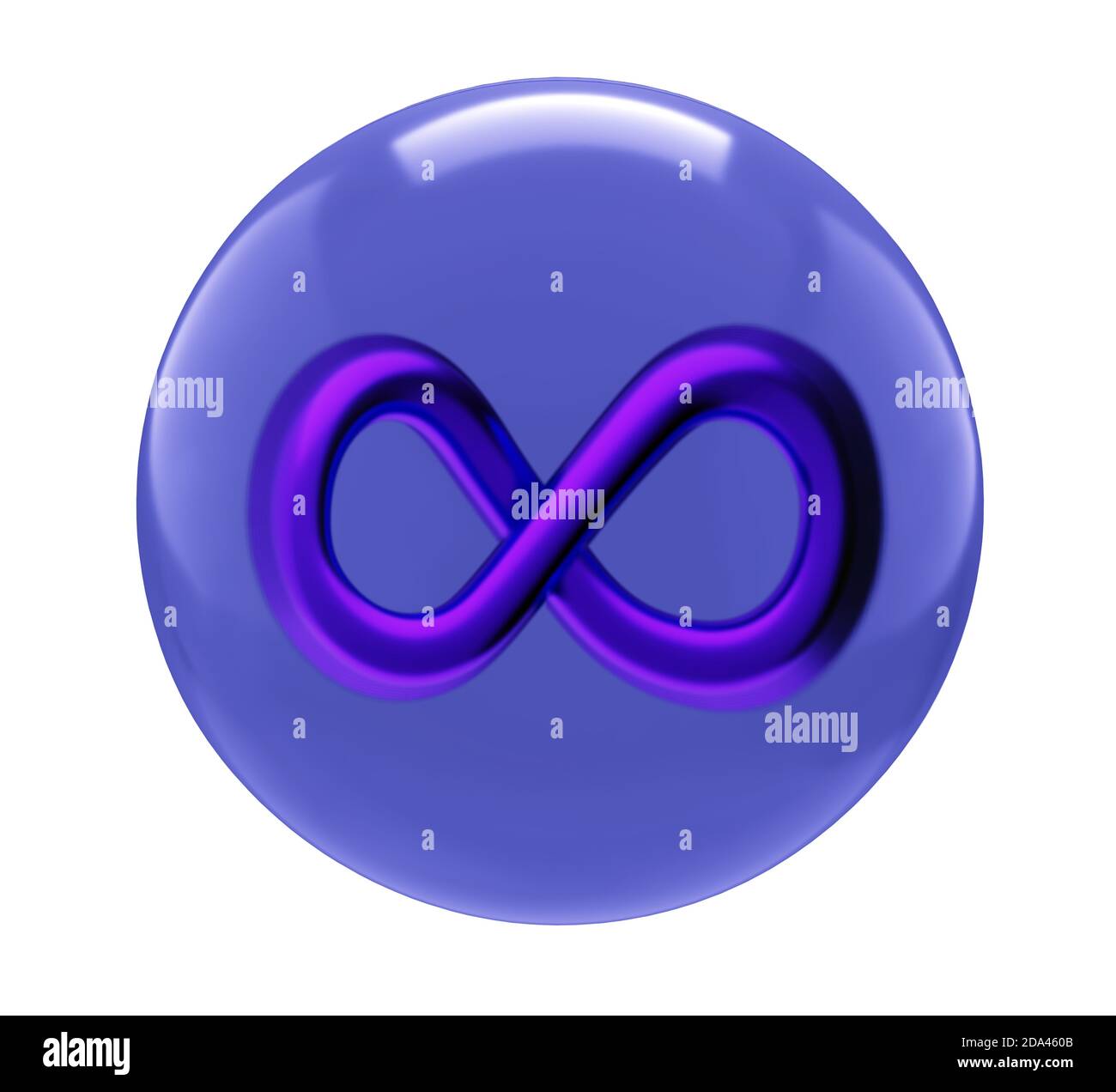 Signe ou symbole infini dans une boule de verre, rendu 3d Banque D'Images