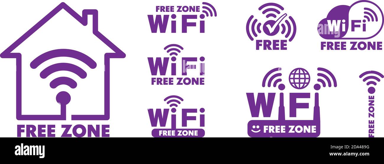 Wi-Fi Free zone vector icons set Illustration de Vecteur