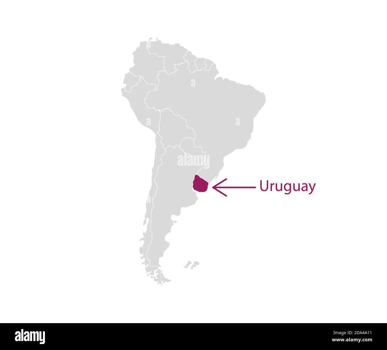 Uruguay sur vecteur de carte de l'Amérique du Sud. Illustration vectorielle. Illustration de Vecteur