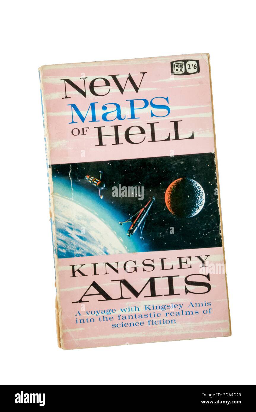 Un vieux livre de poche malmené de nouvelles cartes de l'Enfer: Une enquête de science fiction par Kingsley Amis. Première publication en 1960. Banque D'Images