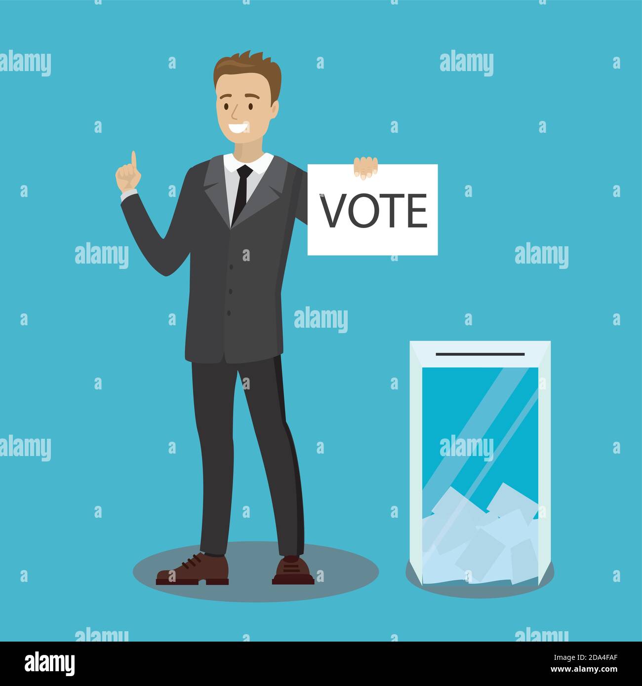 Les hommes d'affaires du Caucase votent aux urnes Illustration de Vecteur